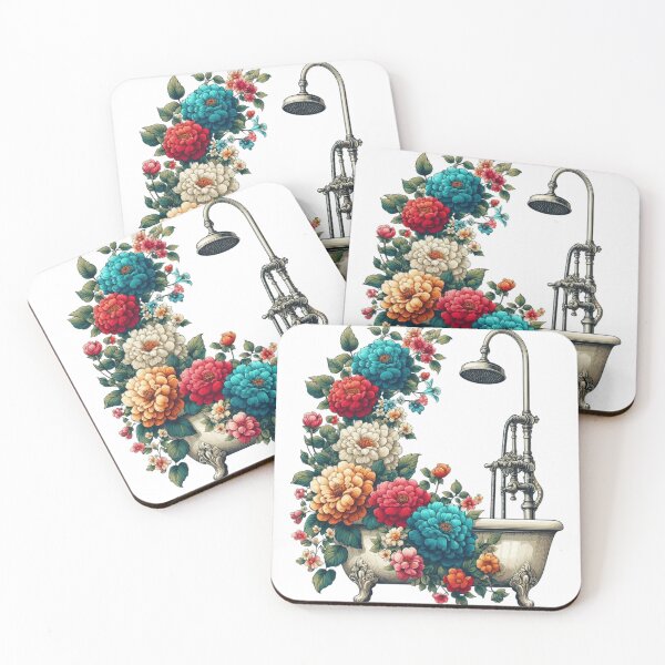 Item preview,  lovely vintage bath with vibrant flowers designed and sold by nicnacc.