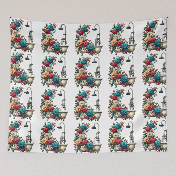 Item preview,  lovely vintage bath with vibrant flowers designed and sold by nicnacc.