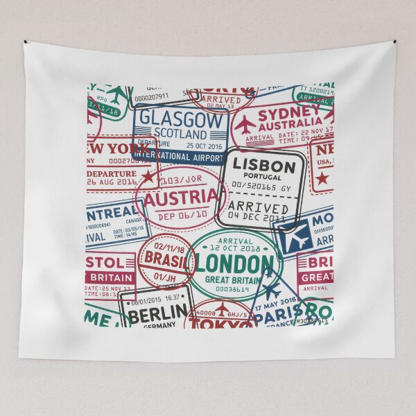Item preview, Passport Stamps Addict Retro World Traveler  designed and sold by Blok45.