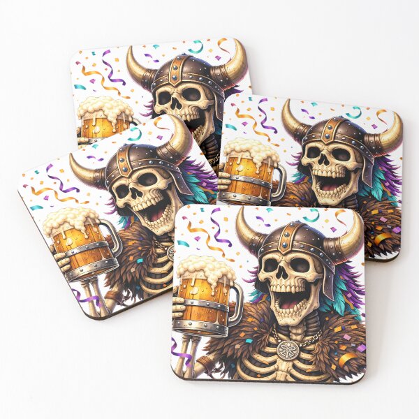 Item preview, Funny Viking Skeleton Beer Party – Nordic Carnival Art designed and sold by NorseDrip.