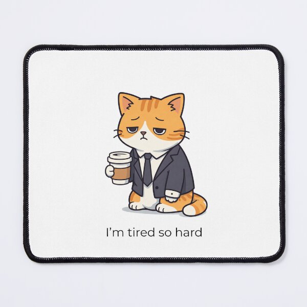 Item preview, Tired Office Cat – Funny Work Life Illustration designed and sold by XXIVAOR.