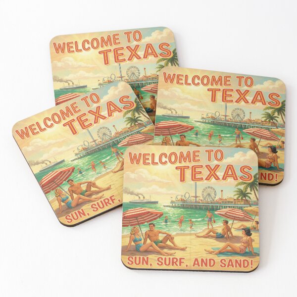 Item preview, Vintage Galveston Texas Beach Poster Coastal Paradise Retro Art designed and sold by Cozy-Old-Pub.