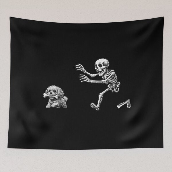 Item preview, Funny Skeleton Chasing Cavapoo Dog Halloween Dogs for Mom Dad Kids designed and sold by SALI MANI.