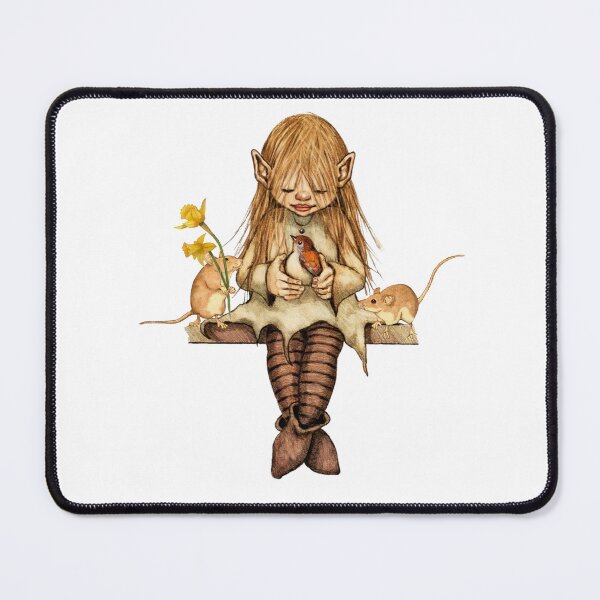 Item preview, Pixie Girl with Bird and Mice, Daffodils, Fantasy Art designed and sold by JoyfulWhimsy.
