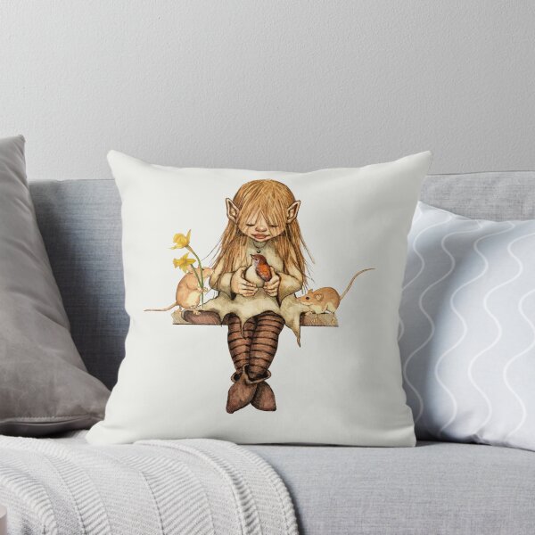 Item preview, Pixie Girl with Bird and Mice, Daffodils, Fantasy Art designed and sold by JoyfulWhimsy.