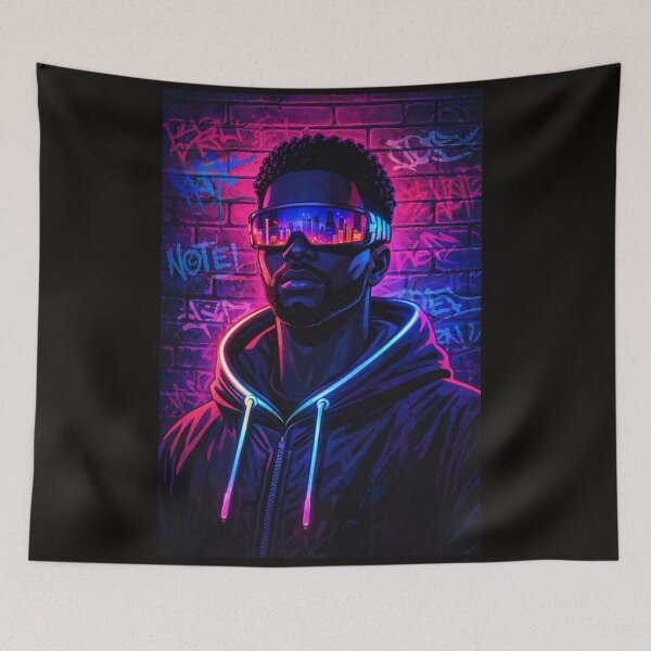 Item preview, Neon Noir – Cyberpunk Streetwear Portrait  designed and sold by DigitalDropArts .