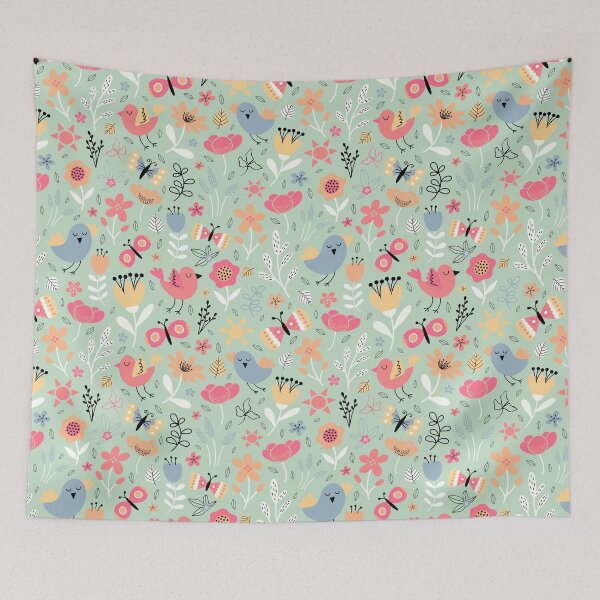 Item preview, Bright spring birds florals butterflies cottagecore green designed and sold by Nicola-Rowe.