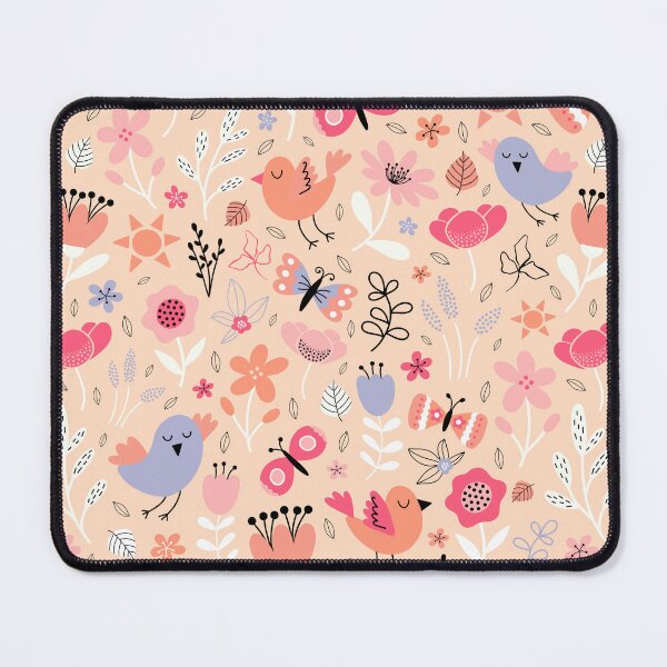 Item preview, Bright spring birds florals butterflies cottagecore peach designed and sold by Nicola-Rowe.
