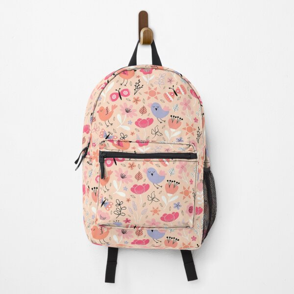 Item preview, Bright spring birds florals butterflies cottagecore peach designed and sold by Nicola-Rowe.
