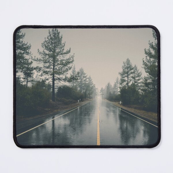 Item preview, Lonely road in the fog – Melancholy forest landscape in the rain designed and sold by Mauswohn.