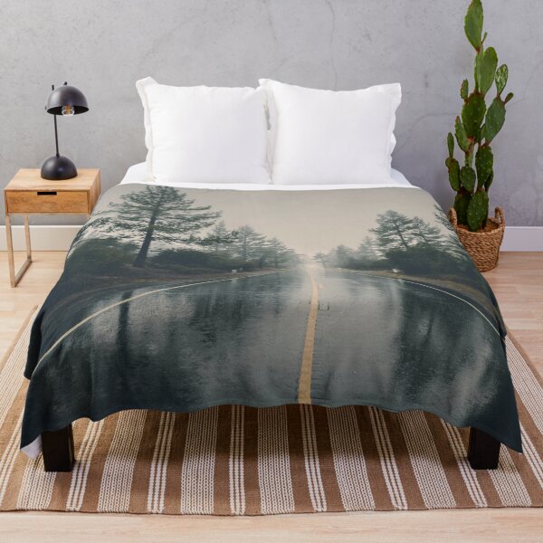 Item preview, Lonely road in the fog – Melancholy forest landscape in the rain designed and sold by Mauswohn.