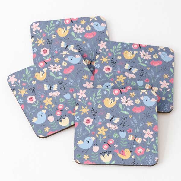 Item preview, Bright spring birds florals butterflies cottagecore blue designed and sold by Nicola-Rowe.