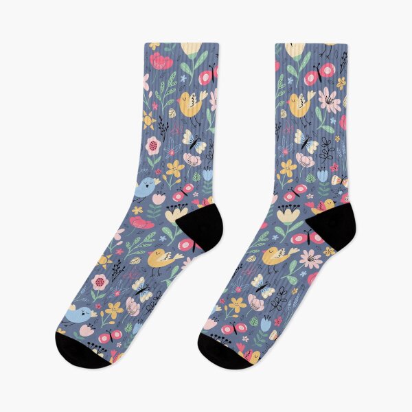 Item preview, Bright spring birds florals butterflies cottagecore blue designed and sold by Nicola-Rowe.