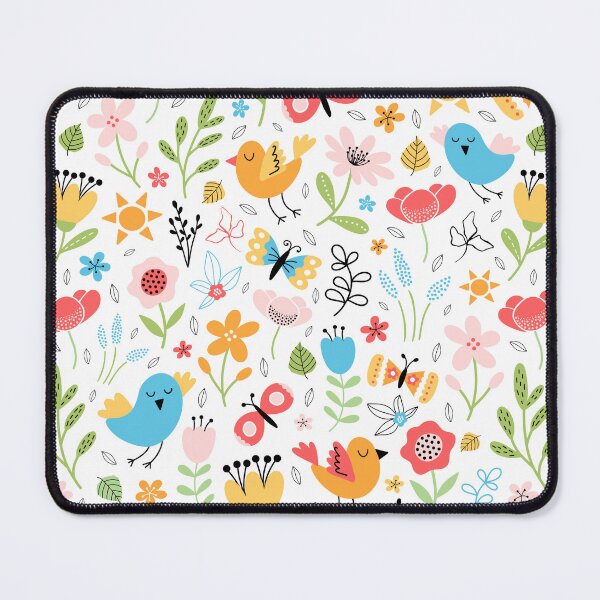 Item preview, Bright spring birds florals butterflies cottagecore white designed and sold by Nicola-Rowe.