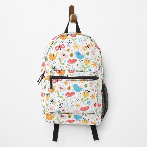 Item preview, Bright spring birds florals butterflies cottagecore white designed and sold by Nicola-Rowe.