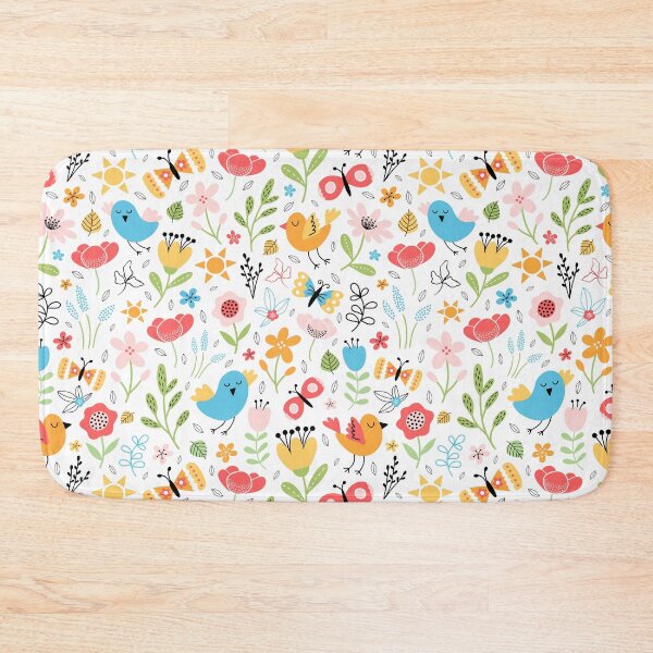 Item preview, Bright spring birds florals butterflies cottagecore white designed and sold by Nicola-Rowe.
