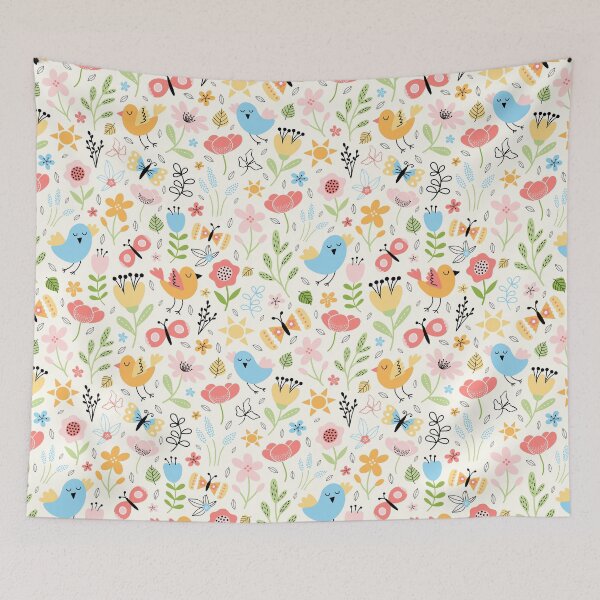 Item preview, Bright Spring birds florals butterflies cottagecore lemon designed and sold by Nicola-Rowe.
