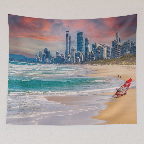 Item preview, Oceanfront skyline – Gold Coast beach panorama at sunset designed and sold by Mauswohn.