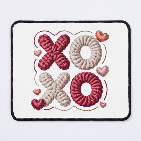Item preview, XOXO Yarn Letters - Romantic Crochet Text with Hearts Valentine Design designed and sold by Pro AguiZoul Art.