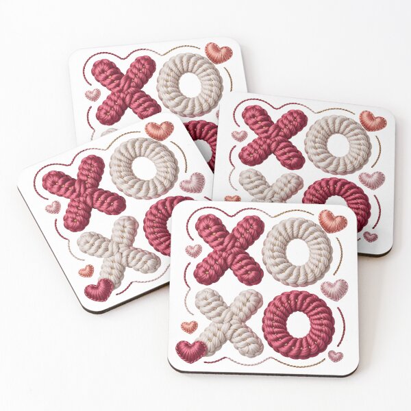 Item preview, XOXO Yarn Letters - Romantic Crochet Text with Hearts Valentine Design designed and sold by Pro AguiZoul Art.