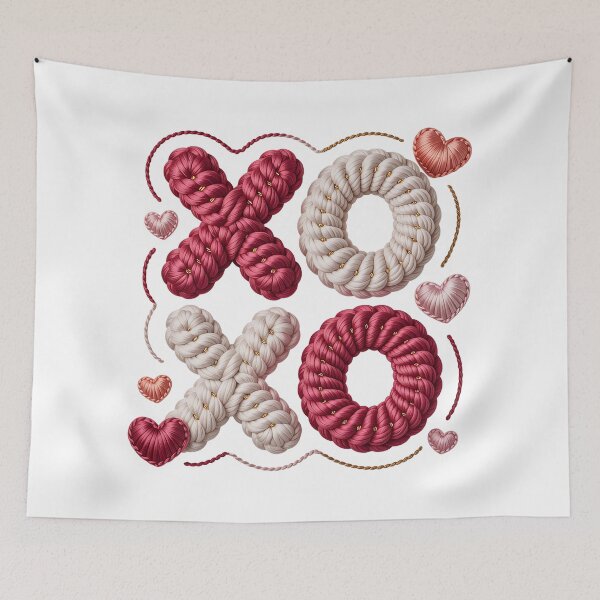 Item preview, XOXO Yarn Letters - Romantic Crochet Text with Hearts Valentine Design designed and sold by Pro AguiZoul Art.