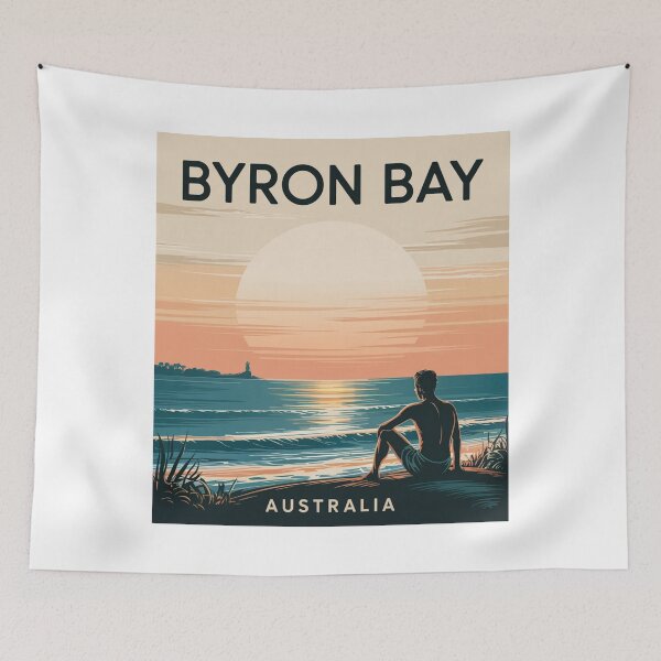 Item preview, Byron Bay Australia Vintage Surf Sunset Poster designed and sold by CircinusStore.