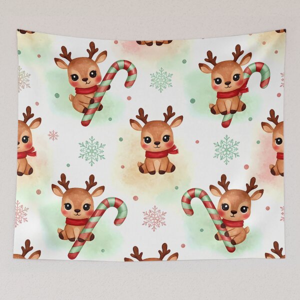 Item preview, Candy Cane Reindeer – Whimsical Holiday Pattern designed and sold by meesub.