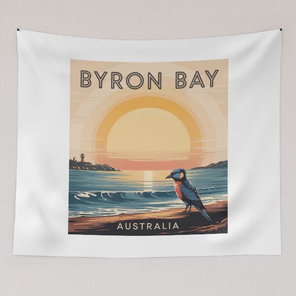 Item preview, Byron Bay Australia Retro Sunset Wildlife Poster designed and sold by CircinusStore.