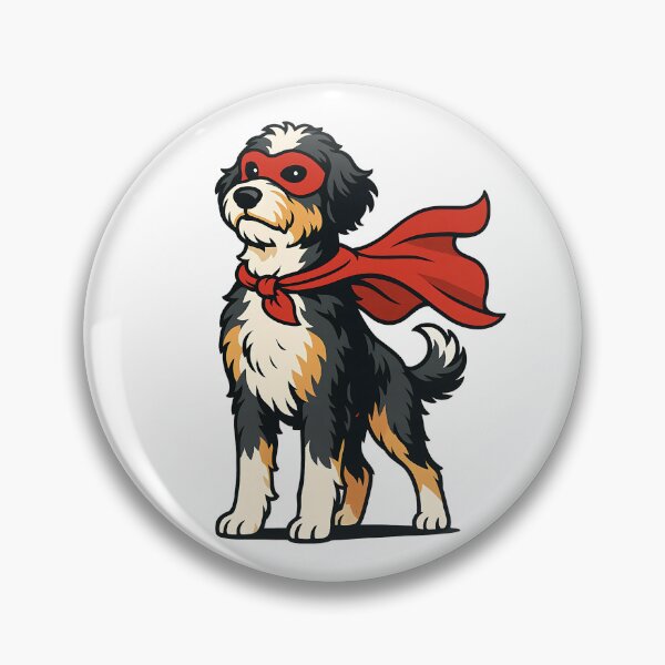 Item preview, Super Aussie Doodle Hero - Cute Bernedoodle Puppy with Cape designed and sold by Balasan.