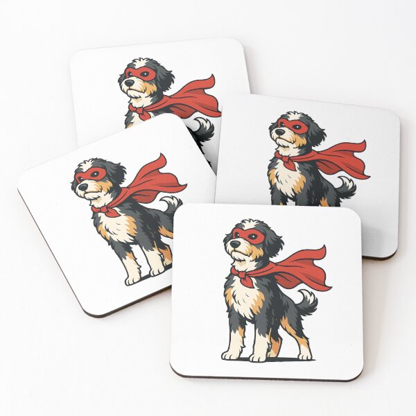 Item preview, Super Aussie Doodle Hero - Cute Bernedoodle Puppy with Cape designed and sold by Balasan.