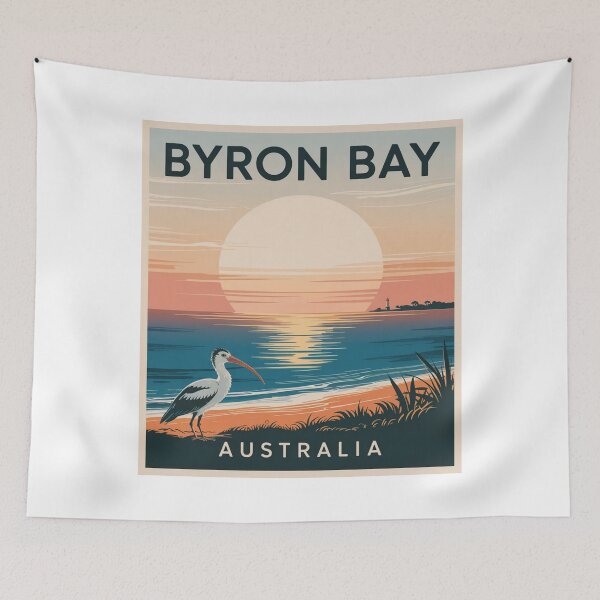 Item preview, Byron Bay Australia Vintage Coastal Bird Sunset Poster designed and sold by CircinusStore.