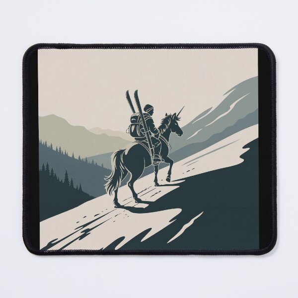 Item preview, Quiet Ski Touring Adventure – A Skier Riding a Unicorn Uphill designed and sold by Vintage Shapes.