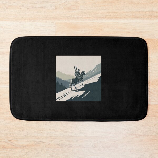 Item preview, Quiet Ski Touring Adventure – A Skier Riding a Unicorn Uphill designed and sold by Vintage Shapes.