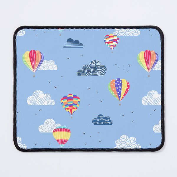 Item preview, Hot air balloons whimsical patterned clouds birds stars lines designed and sold by Nicola-Rowe.