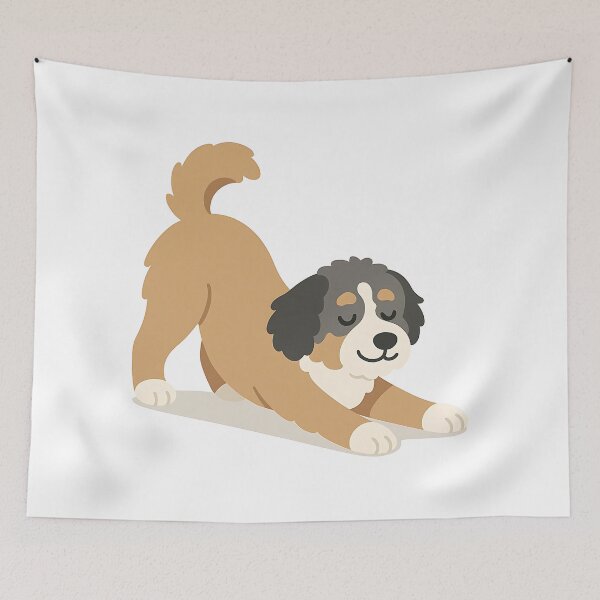 Item preview, Downward Facing Dog Yoga - Cute Aussie Doodle Stretching designed and sold by Balasan.