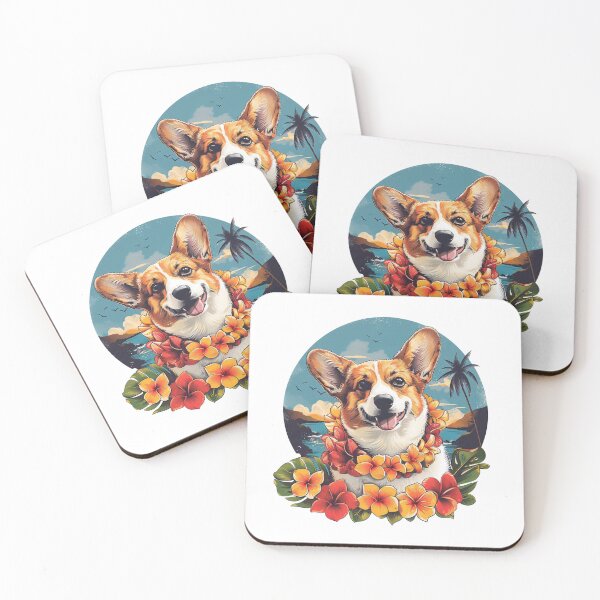 Item preview, Tropical Aloha Corgi Portrait designed and sold by luckyilio.