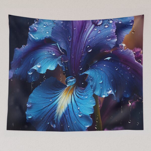 Item preview, Blue flower with water droplets designed and sold by anytka.