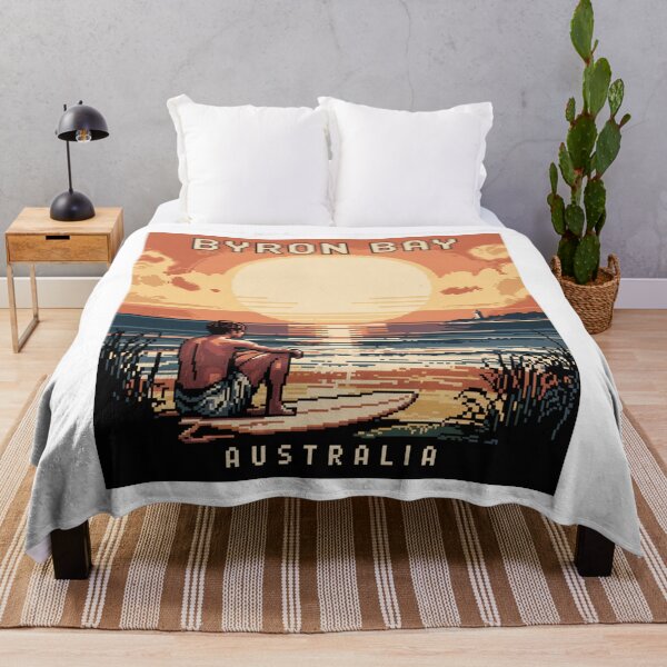 Item preview, Byron Bay Australia Pixel Art Surf Sunset Poster designed and sold by CircinusStore.