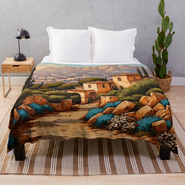 Item preview, Tuscan Sun - Mediterranean Villa Landscape Painting designed and sold by JackrabbitPub.