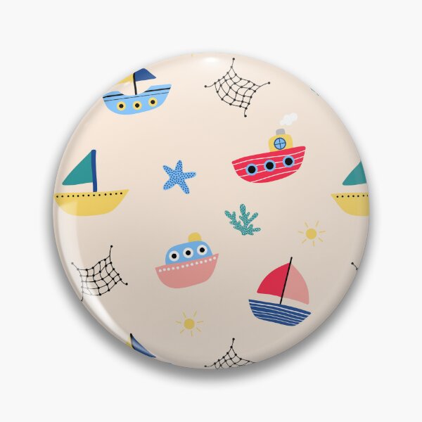 Item preview, Cute kids coastal sailing boats seaside coast beach starfish seaweed nets designed and sold by Nicola-Rowe.