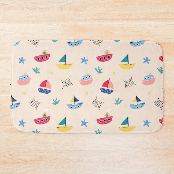 Item preview, Cute kids coastal sailing boats seaside coast beach starfish seaweed nets designed and sold by Nicola-Rowe.