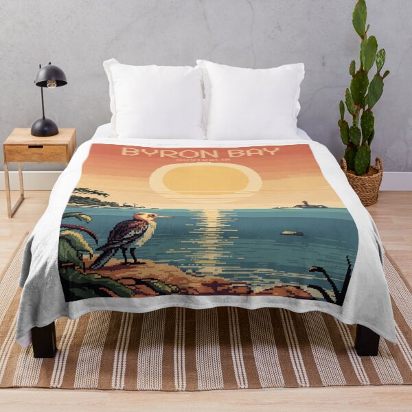 Item preview, Byron Bay Australia Pixel Art Wildlife Sunset Poster designed and sold by CircinusStore.