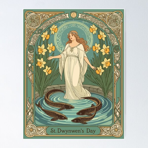 Item preview, Forecasting Lovers' Fortunes Dwynwen's Well And Sacred Fish designed and sold by taiche.