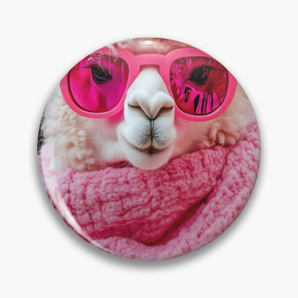 Item preview, A fashionable alpaca wearing pink sunglasses and a cozy scarf poses for the camera in a bustling urban setting designed and sold by anytka.
