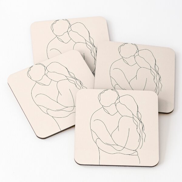 Item preview, Couple embracing in simple line art designed and sold by anytka.