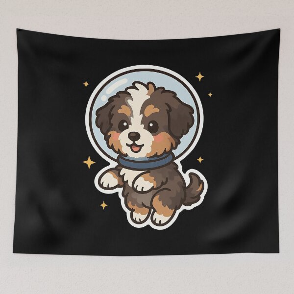 Item preview, Cute Astronaut Aussie Doodle Puppy in Space - Galaxy Dog designed and sold by Balasan.