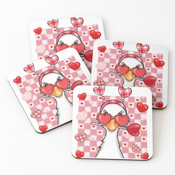Item preview, Checkered Goose Valentine, Kiss Me, Be mine, Cupid Love designed and sold by vintagearttee.