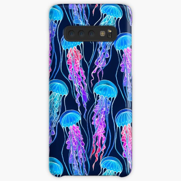 Luminescent Rainbow Jellyfish on Navy Blue Samsung Galaxy Snap Case