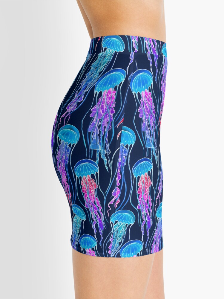 Alternate view of Luminescent Rainbow Jellyfish on Navy Blue Mini Skirt