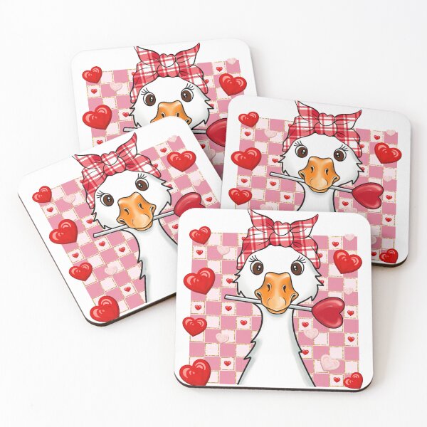 Item preview, Glitter Checkered Goose Valentine, Kiss Me, Be mine, Cupid Love, Animal Lover designed and sold by vintagearttee.